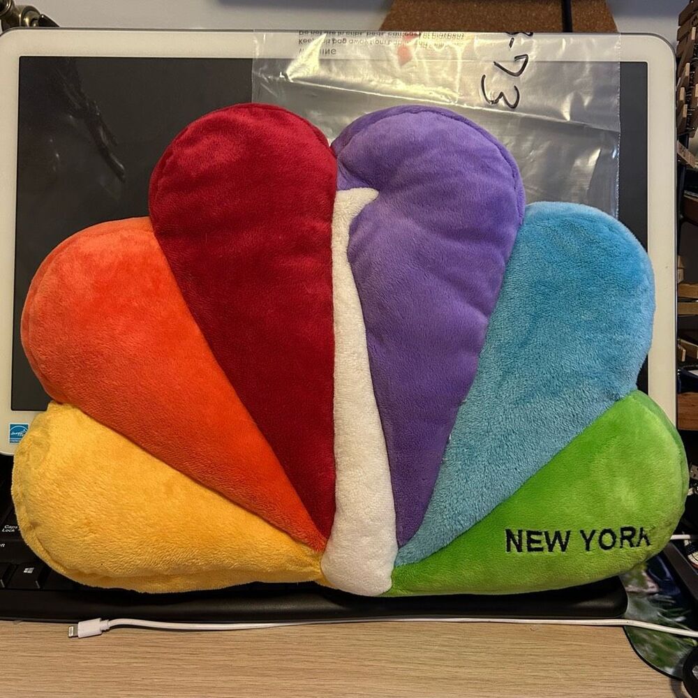 NBC New York Studios Peacock Logo Plush Pillow Rainbow Colors